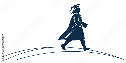 Graduation greeting lettering sign with square academic caps high into the air. Vector design for grad, congratulation ceremony, invitation card, banner. Grads symbol for university, high school 