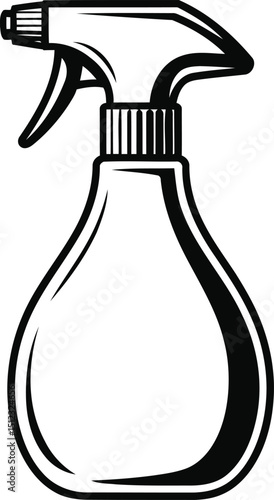 Spray Bottle Silhouette Vector with Curved Shape, Transparent Background.