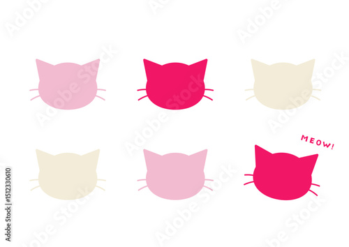 猫の顔　シルエット