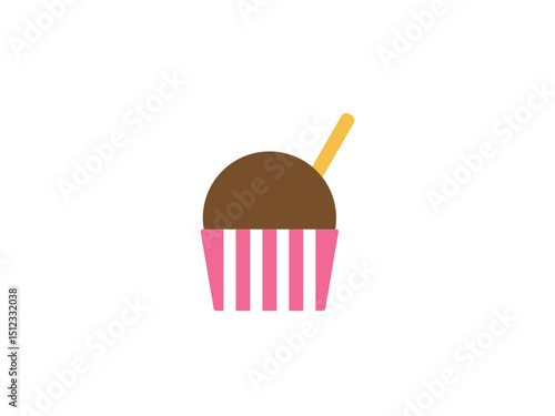 カップアイス（チョコ）のアイコンのイラスト