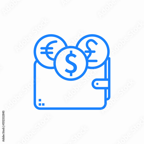 wallet currencies icon sign vector