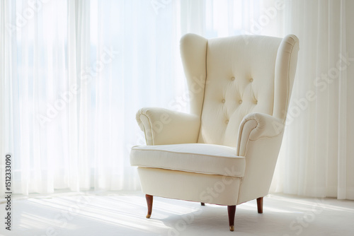 serene scandinavian interior featuring single elegant chair in bright room