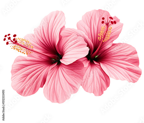 Two pink hibiscus flowers