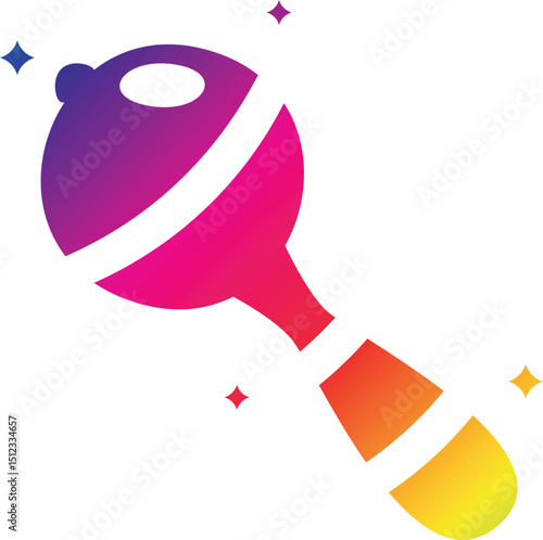 Cute baby rattle design surrounded by soft shapes, playful concept