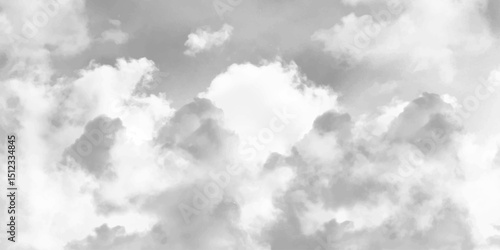 Gray sky with white clouds background texture