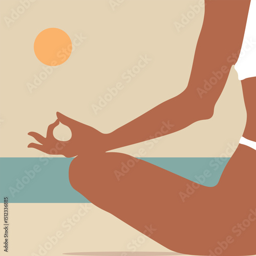 yoga pose on the beach vector illustration
