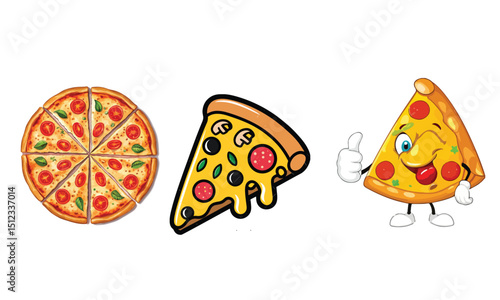 Pizza heart icons set