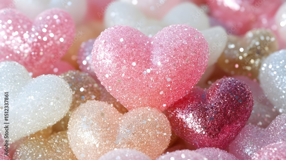 Obraz premium Sparkling Glitter Hearts Valentine's Day Background