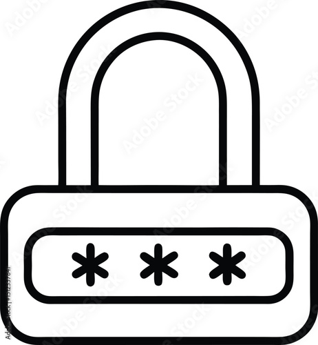 Password Icon Line Art Vector Illustration for Account Access and Secure Login