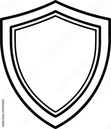 Vector Illustration of Shield Line Art for Digital Threats and Antivirus Software