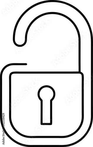 Line Art Unlock Vector Illustration Clear and Clean for Security Bypass