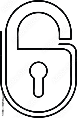 Unlock Line Art Icon Clear and Clean for Authorized Access and System Permissions
