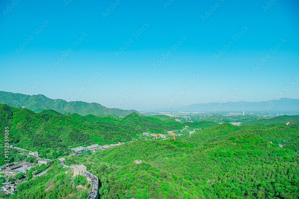 Naklejka premium 中国 万里の長城からの景色