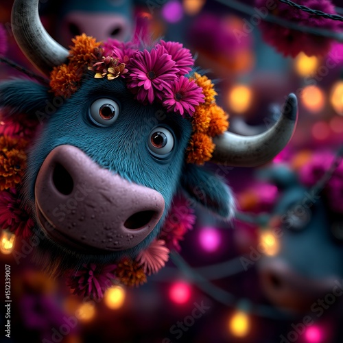 Realistic festive illustration of Bakrid celebration with vibrant lighting and decorations