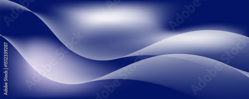 Flowing white and blue curve shape with soft gradient vector abstract background, relaxing and tranquil art, can illustrate health medical or sound of music. Vector illustration