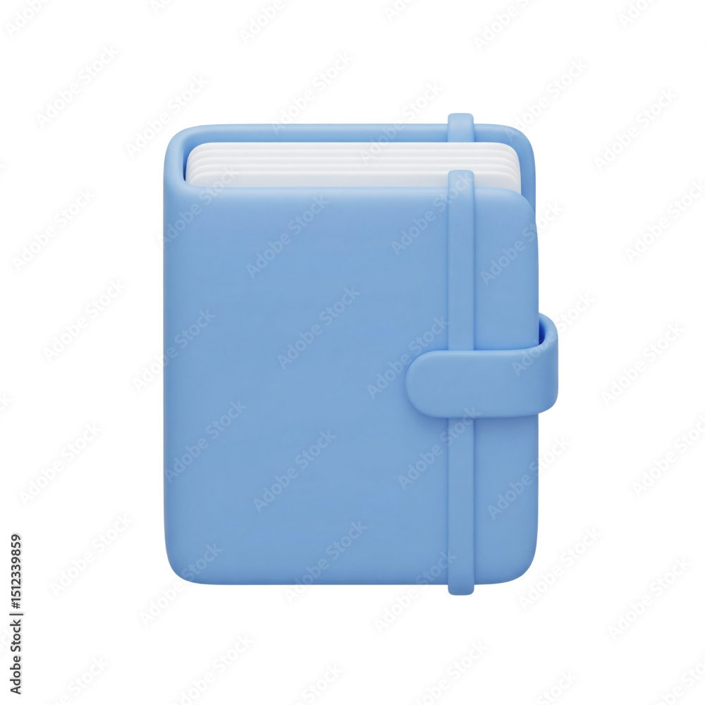 3D Blue notebook planner on transparent background 3D Blue notebook planner on transparent background