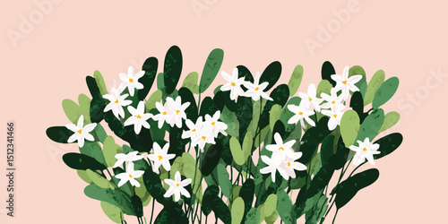 A close-up captures the exquisite delicacy of a blossoming plant, its pristine white petals unfurling against a backdrop, embodying the tender embrace of springtime.