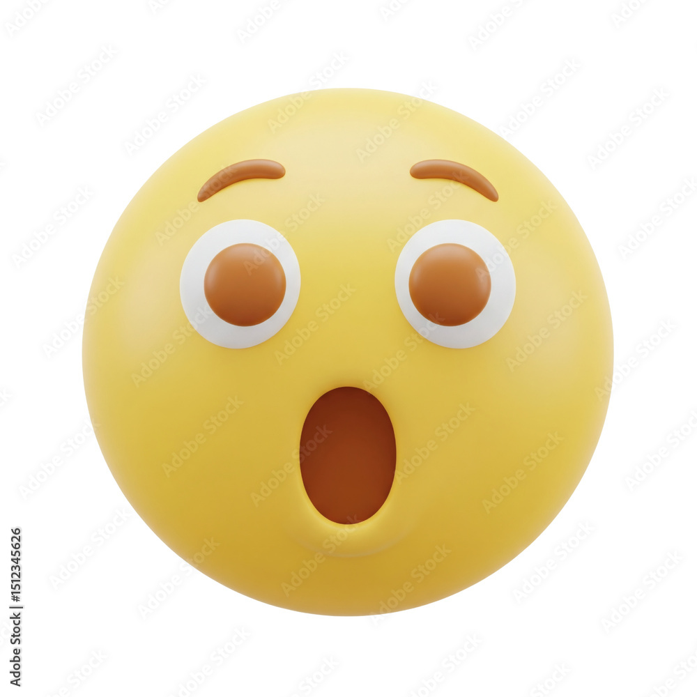 Fototapeta premium Surprised face emoji in yellow