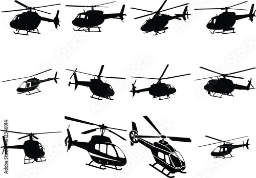 Drone collection black and white vector illustrations