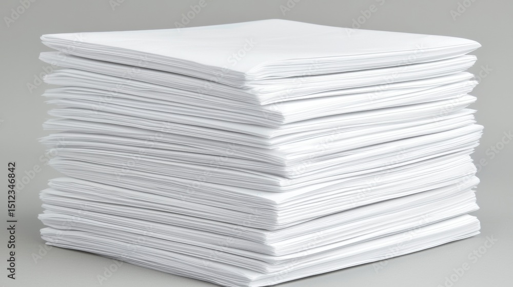 A stack of white paper towels. A stack of white paper towels.
