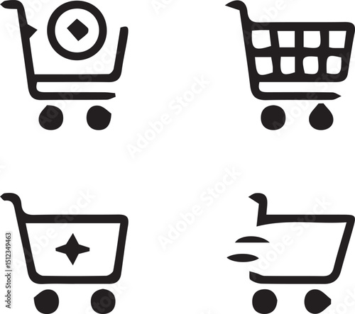 Digital Carts: Clean, modern icons represent the essence of commerce: shopping cart illustration