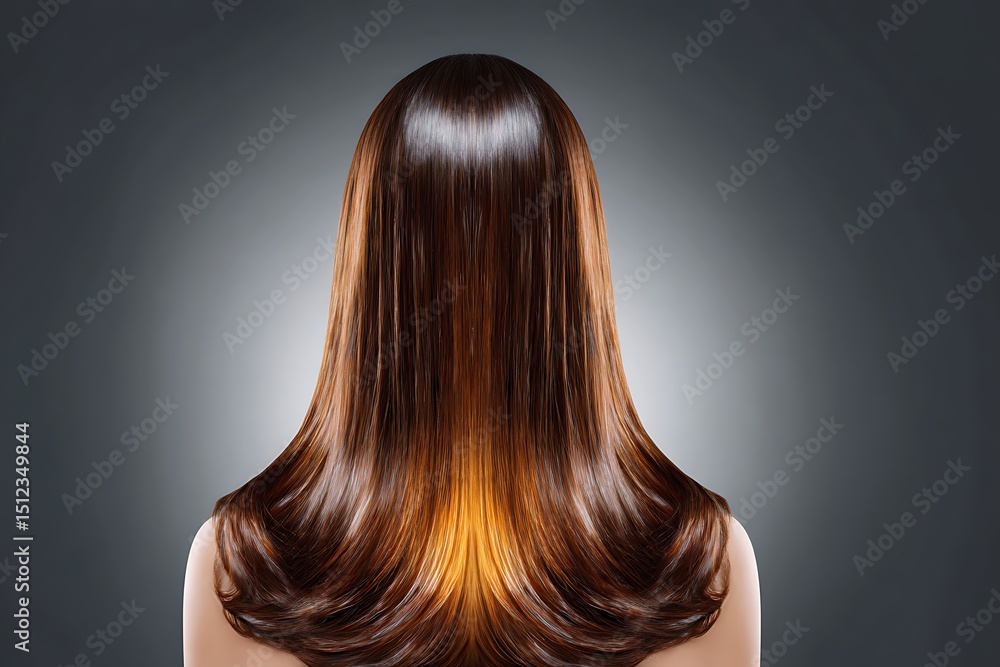 Naklejka premium Hair oil and strands in clean commercial style, soft light and fog
