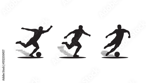 Dynamic Soccer Players in Action Silhouettes