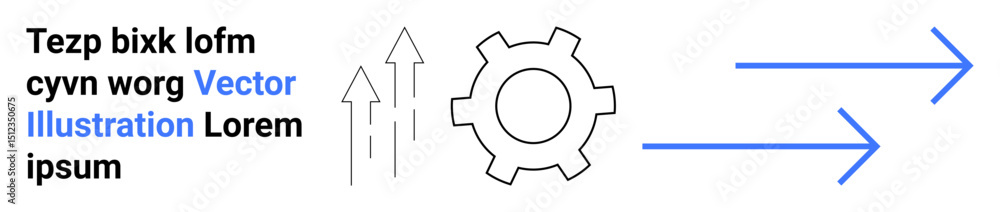 Gear surrounded by upward arrows and rightward arrows symbolizing efficiency, direction, and improvement. Ideal for productivity, progress, workflow, innovation, strategy, organization simple Gear surrounded by upward arrows and rightward arrows symbolizing efficiency, direction, and improvement. Ideal for productivity, progress, workflow, innovation, strategy, organization simple