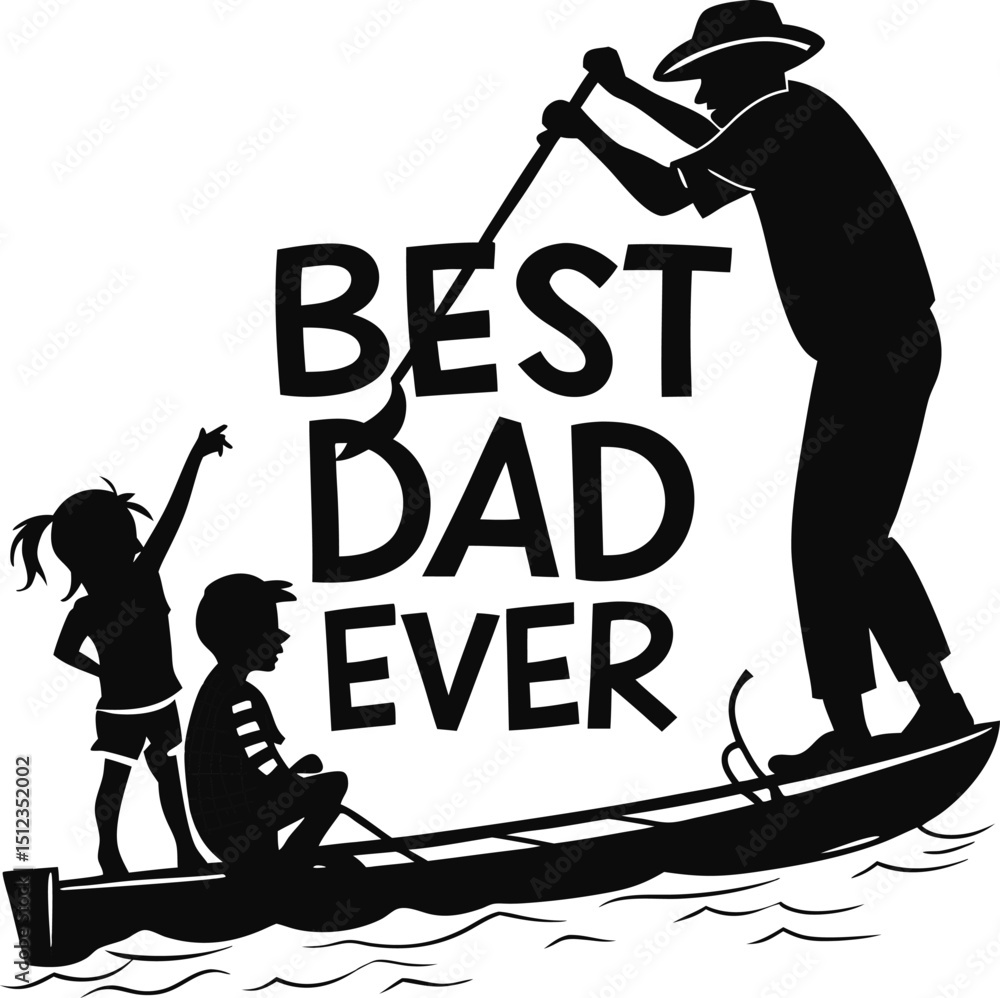 Obraz premium Best dad ever family boat silhouette