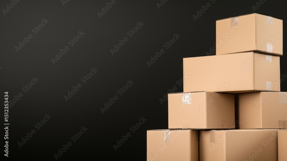 Fototapeta premium A stack of cardboard boxes.