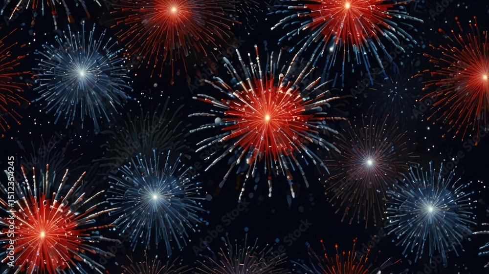 Fototapeta premium Independence Day Fireworks Illustration