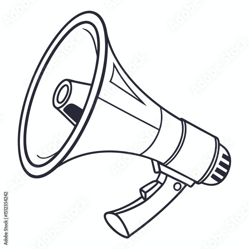 Minimalist Megaphone Isolated on White Vector
