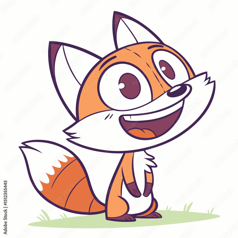 Naklejka premium Smiling Fox Character in Flat Style 