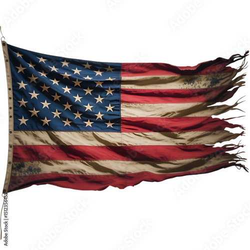 Distressed American Flag Isolated Symbolizing Patriotism History And National Identity