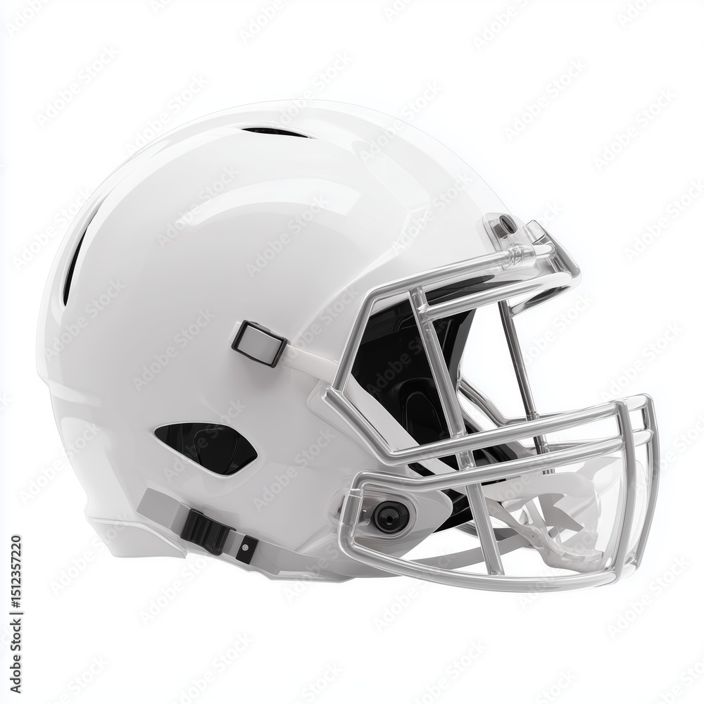 Fototapeta premium White Football Helmet - Protective Sports Gear , PNG isolated cut out image