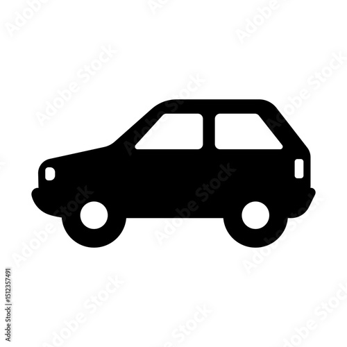 Black silhouette icon of a compact car viewed from the side