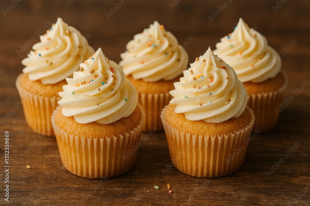 Delicious cupcakes with creamy frosting. Delicious cupcakes with creamy frosting.
