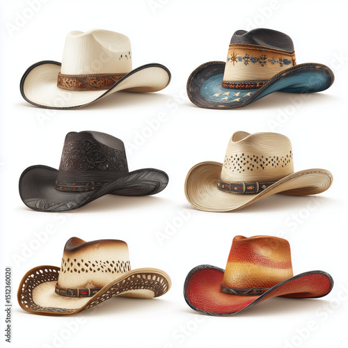 Wallpaper Mural Collection of Stylish Cowboy Hats , PNG isolated cut out image Torontodigital.ca
