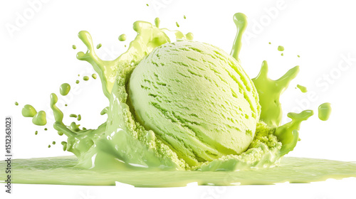 Pistachio ice cream splashing