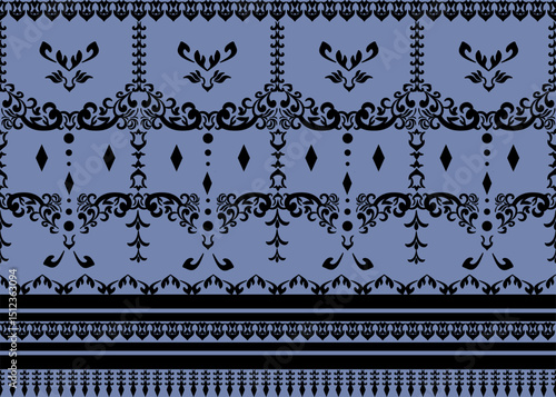 Damask seamless vector background. Wallpaper in the baroque style template. Vintage floral element.  Damask flower ornament. Damask seamless pattern element. Vector classical luxury fashioned damask.