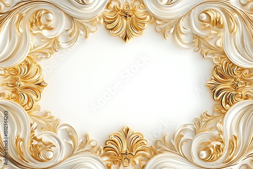 Wallpaper Mural Ornate frame with gold accents and white background creating an elegant and luxurious design element Torontodigital.ca
