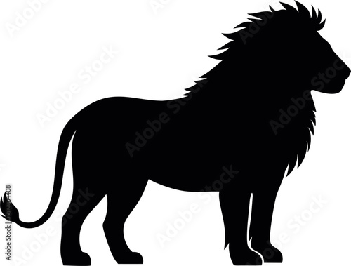 Majestic Lion Silhouette - Powerful Big Cat Illustration - Wildlife Art - African Safari Animal - King of the Jungle - Panthera Leo - Nature Conservation Symbol - Predatory Mammal Image