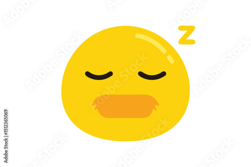 Tired yellow emoji with closed eyes and droopy features