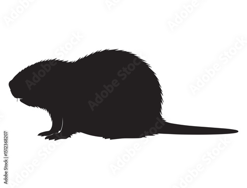 Beaver Silhouette White Background