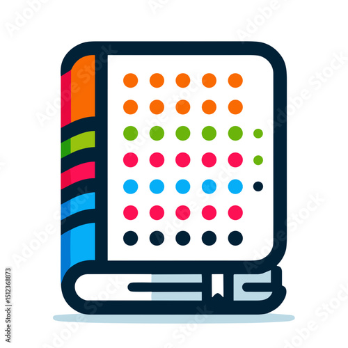Colorful braille book vector icon on transparent background for accessibility and education concept 