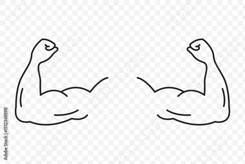 Muscle liner icon vector set. bodybuilding icon. Strong muscular arms vector icon on Transparent Background. EPS 10.