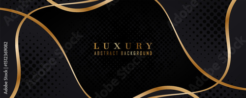 Luxury abstract background with golden lines on dark, modern black backdrop concept style. Illustration from vector about modern template deluxe design.