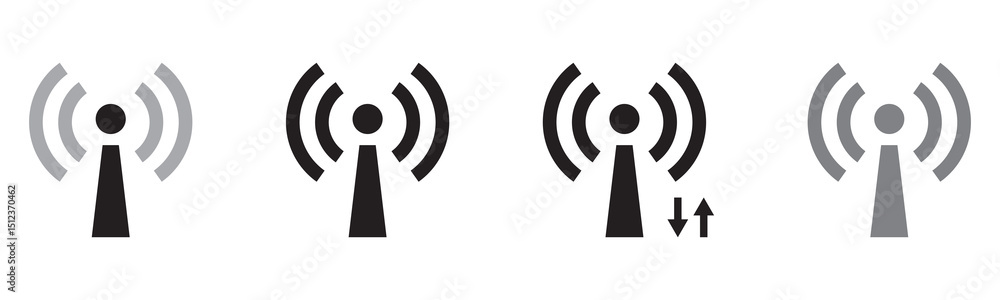 Wi-Fi icon set. Network symbol. Wireless connection vector illustration. Wi-Fi signal sign. Hotspot pictogram.