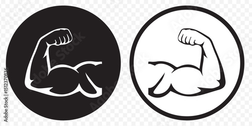 Strong arm biceps icon vector set illustration. Arm biceps silhouette art Biceps. Muscle icon. Gym logo. Vector on Transparent Background. EPS 10.