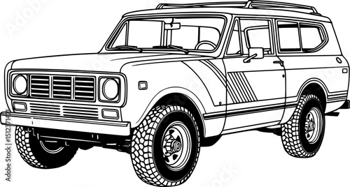vector illustration of retro classic  suv  truck